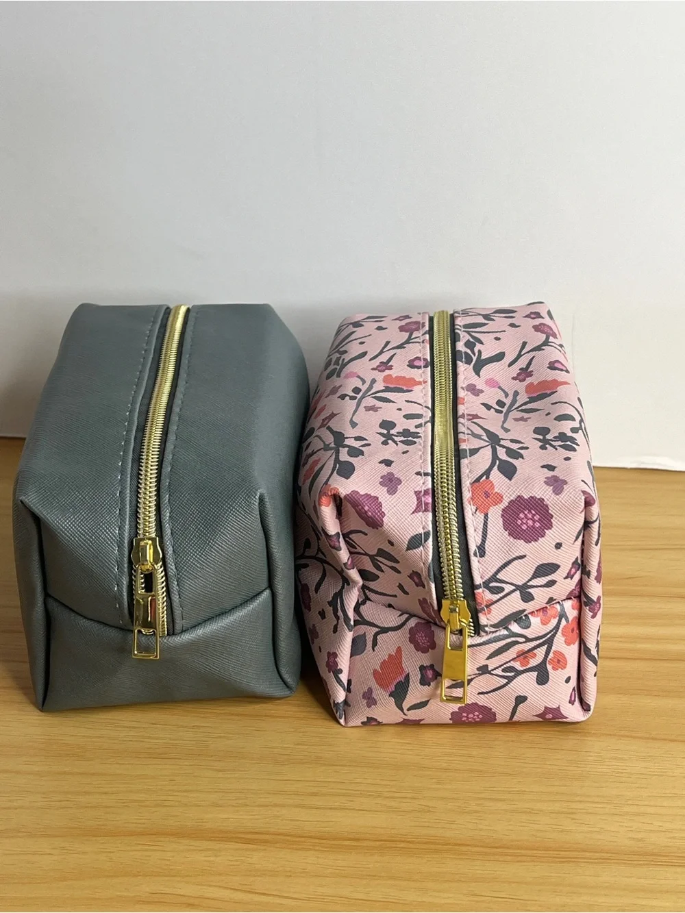 Clear Gray Travel Organizer Bag with Pink Floral Pouches